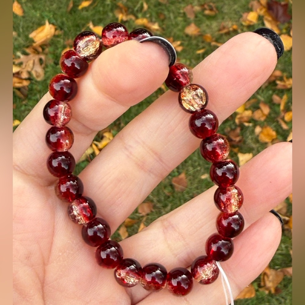 Elegant 8mm Red Beaded Bracelet